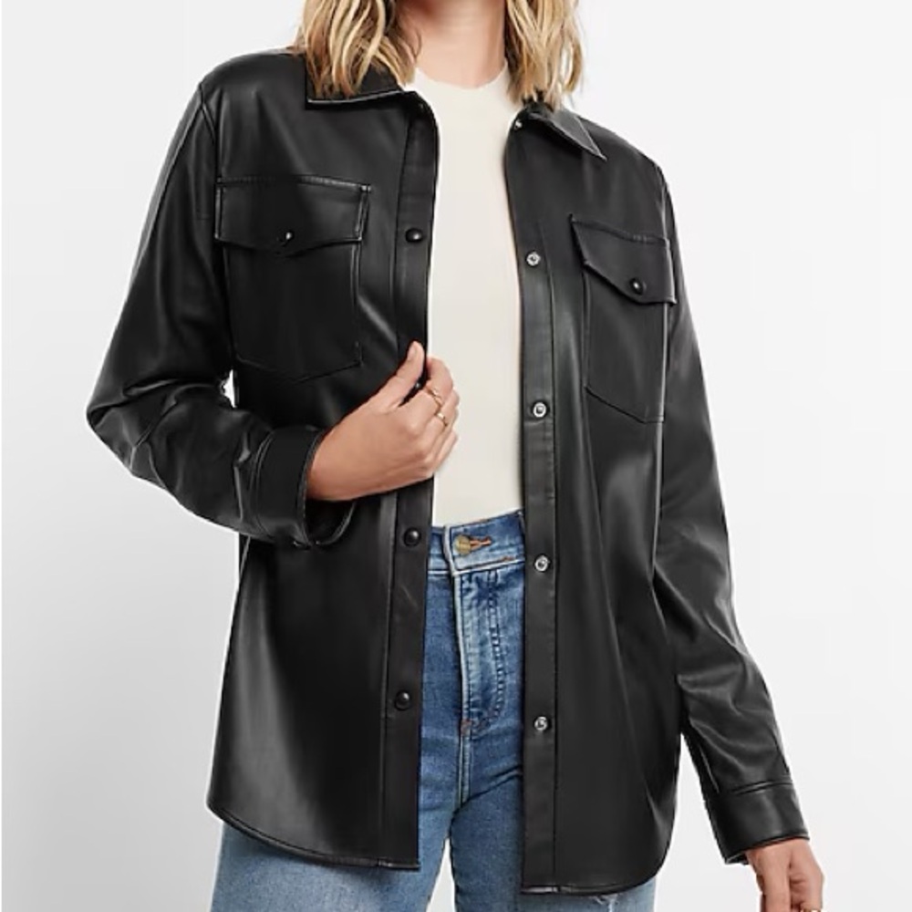 Express Faux Leather Oversized Shacket